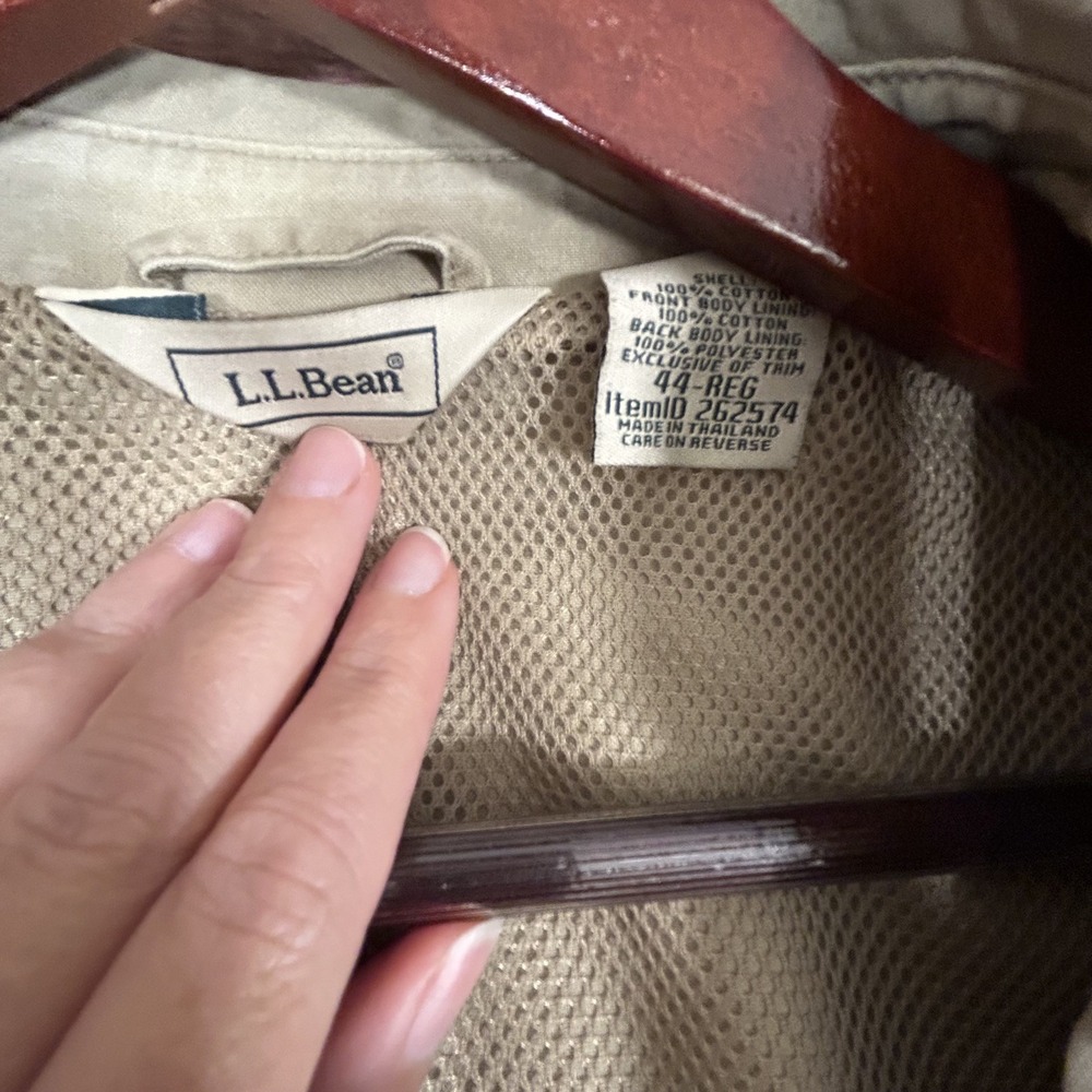 VINTAGE LL Bean Men Jacket 44R Brown Blazer Field Safari Utility Elbow Patches - Picture 3 of 11
